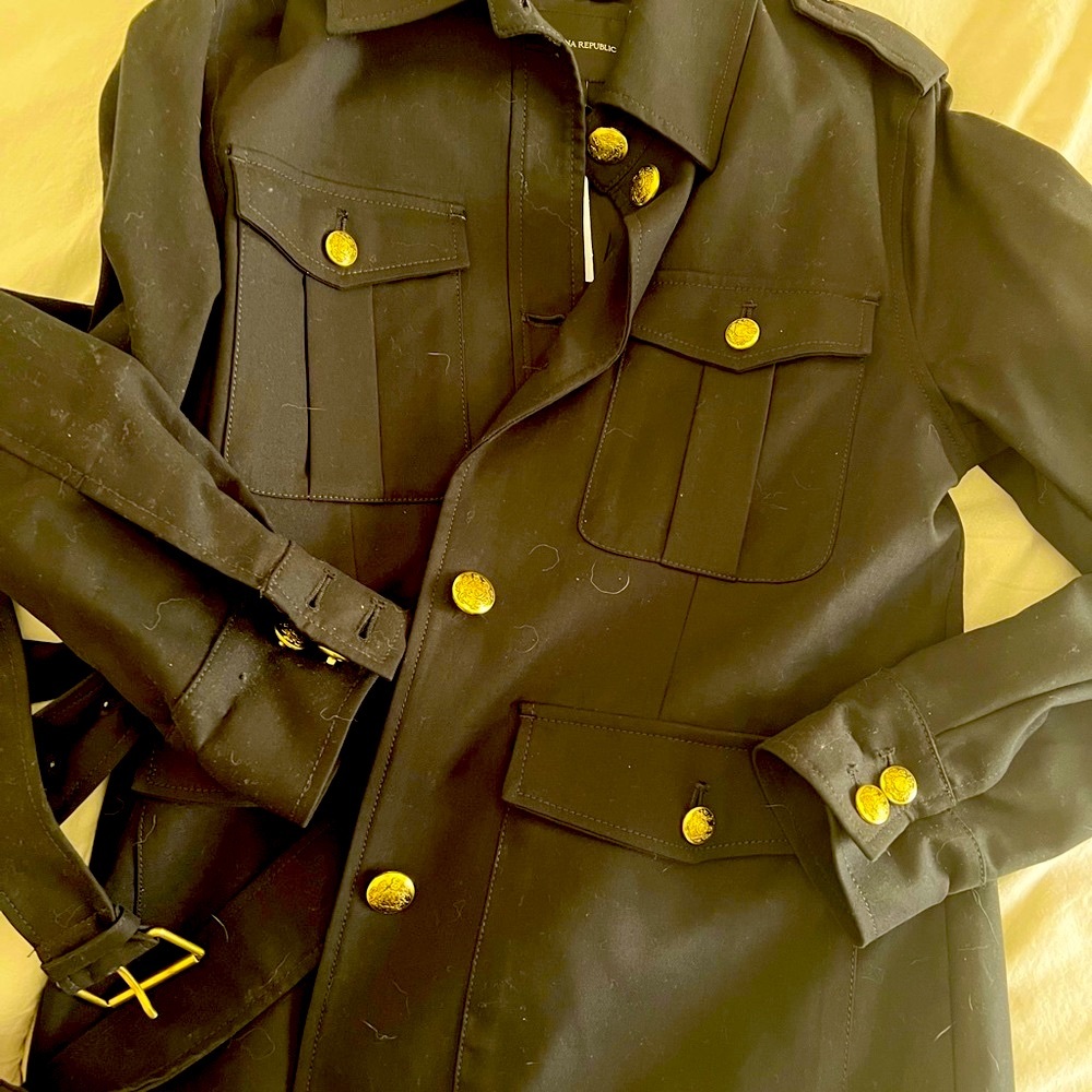 Black Military Style Jacket with Gold Accents
